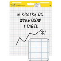 Samoprzylepne arkusze konferencyjne Post-it Super Sticky, na flipchart, 63, 5x76, 2cm, w kratkę do wykresów, 30 kart., białe