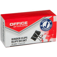 Klipy do dokumentw, 19mm, 12szt., czarne, typu OFFICE PRODUCTS 18091919-05