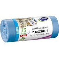 Worki do segegacji PAPIER niebieskie z uszami LDPE 35l (20szt.) STELLA 032211