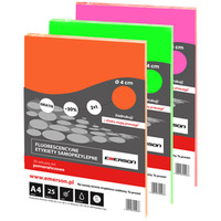 Fluorescencyjne etykiety samoprzylepne rowe kka 40mm 25 arkuszy Emerson ETOKROZ02x025x010