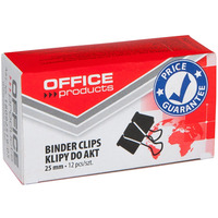 Klipy do dokumentw, 25mm, 12szt., czarne, typu OFFICE PRODUCTS 18092519-05