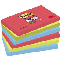 Bloczek samoprzylepny POST-IT Super Sticky (655-6SS-JP), 127x76xmm, 6x90 kart., energiczne kolory