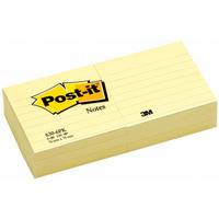 Bloczek samoprzylepny POST-IT w linie (630-6PK), 76x76mm, 6x100 kart., żółty (X)