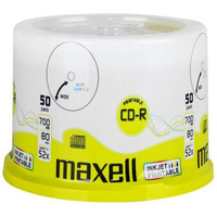 Pyta MAXELL CD-R 700MB 52x (50szt) PRINTABLE, white, do nadruku, cake 624006