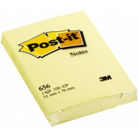 Bloczek samoprzylepny POST-IT (656), 51x76mm, 1x100 kart., żółty
