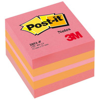 Mini Kostka samoprzylepna POST-IT (2051P), 51x51mm, 1x400 kart., rowa