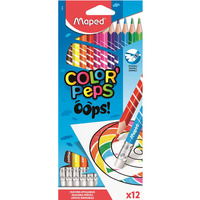 Kredki trjktne cieralne z gumk COLORPAPS OOPS 12 szt. 832812