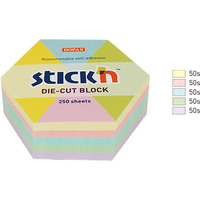 Notes szeciokt, 61x70mm, mix 5 kol. pastelowych, 250kart. Stickn 21826