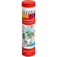 Kredki CARAN D'ACHE Swisscolor, w metalowej tubie, z kolorowank, 18 szt., mix kolorw