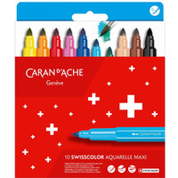 Flamastry akwarelowe CARAN D'ACHE Swisscolor Maxi, 10 szt., mix kolorw