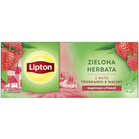 Herbata LIPTON zielona, z nut truskawki i maliny, 20 torebek