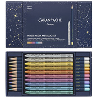 Kredki CARAN D'ACHE Cosmic Blue, w pudeku, 20 szt., mix kolor metalicznych