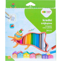 Kredki drewniane, szkolne, trjktne, 24 kol. KOLOR2, Happy Color