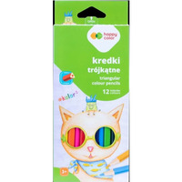 Kredki drewniane, szkolne, trjktne, 12 kol. KOLOR2, Happy Color
