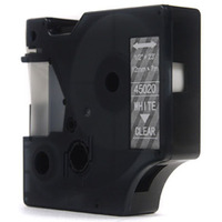 Tama JetWorld Zamiennik Dymo D1 Biay na Przezroczystym 12mm x 7m LM100, LM100+, LM200, LM300, LM400, LM420P, LM350, LM350D, LM360D, LM450D, LM260P, LM120P, LM500TS, LM160, LM210D, LM280, LM150, LM220 (45020) (S0720600)