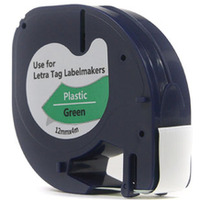 Tama JetWorld Zamiennik Dymo LetraTag Czarny na Zielonym, 12mm x 4m (59425, 91204, 91334, 91224) (S0721590, S0721640)