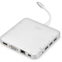 Stacja dokujca USB Typ C, 11 dodatkowych portw, funkcja Dual Monitor, 4K 30Hz, aluminiowa, Srebrna
