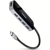 HMC-6H4A Wieloportowy hub 4x USB-A + HDMI, USB-C 3.2 Gen 1, PD 100W, 20cm USB-C kabel