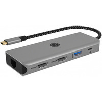 Stacja dokujca IB-DK4012-CPD 9w1, 2x HDMI, 4K60Hz, 3xUSB, 100W PD, LAN, Czytnik kart