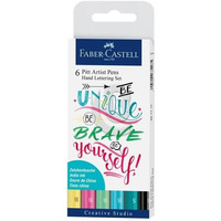 ZESTAW PITT ARTIST PEN HANDLETTERING 6 SZT. W ETUI, ODCIENIE PASTELOWE FABER-CASTELL 267116 FC