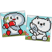 Diamentowa mozaika na magnesie IDEYKA, 9x9 cm, kids, pingwin i niedwiadek, 2 szt