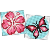 Diamentowa mozaika na naklejce IDEYKA, 9x9 cm, kids, kolor rowy, 2 szt