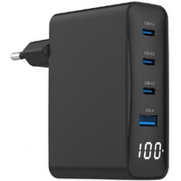 adowarka uniwersalna 100W GaN 1xUSB-A 3xUSB-C szybkie adowanie LCD czarna