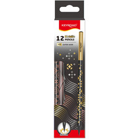 Owek KEYROAD Metallic, okrgy, czarne drewno, 12 szt., holograficzne wzory