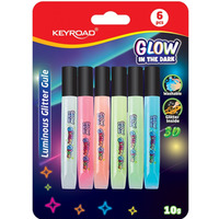 Klej brokatowy KEYROAD Luminious, fluorescencyjny, 6x10ml, blister, mix kolorw