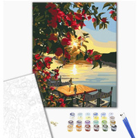 Malowanie po numerach BRUSHME, 40x50 cm, zachd soca na molo, 1 szt., w pudeku