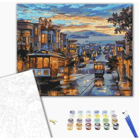Malowanie po numerach BRUSHME, 40x50 cm, miasto w farbach deszczu, 1 szt., w pudeku