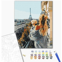 Malowanie po numerach BRUSHME, 40x50 cm, mademoiselle w Paryu, 1 szt., w pudeku