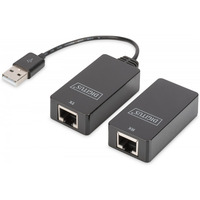 Przeduacz/Extender USB 1.1 po skrtce Cat.5e/6 UTP/SFP do 45m, czarny, 20cm
