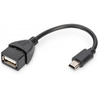 Kabel adapter USB 2.0 HighSpeed OTG Typ miniUSB B (5pin)/USB A M/ 0, 2m Czarny