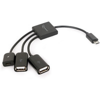 Kabel OTG USB Micro BM -> 2xUSB-AF+Micro BF 13cm