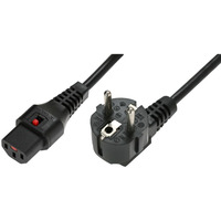 Kabel poczeniowy zasilajcy blokada IEC LOCK 3x1mm2 Schuko ktowy/C13 prosty M/ 2m czarny