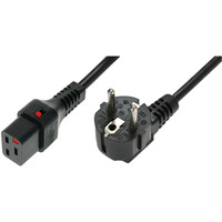 Kabel poczeniowy zasilajcy blokada IEC LOCK 3x1, 5mm2 Schuko ktowy/C19 prosty M/ 2m Czarny