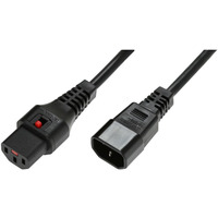 Kabel przeduajcy zasilajcy blokada IEC LOCK 3x1mm2 C14/C13 prosty M/ 3m Czarny