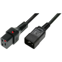 Kabel zasilajcy serwerowy blokada IEC LOCK 3x1, 5mm2 C20 prosty/C19 prosty M/ 2m Czarny