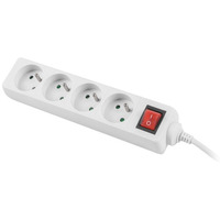 Listwa zasilajca 1, 5m, biaa, 4 gniazda, z wycznikiem, kabel wykonany z penej miedzi