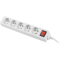 Listwa zasilajca 3m, biaa, 5 gniazd, z wycznikiem, kabel wykonany z penej miedzi