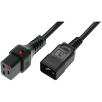Kabel zasilajcy serwerowy blokada IEC LOCK 3x1, 5mm2 C20 prosty/C19 prosty M/ 3m Czarny
