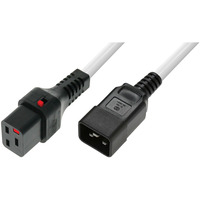 Kabel zasilajcy serwerowy blokada IEC LOCK 3x1, 5mm2 C20 prosty/C19 prosty M/ 2m Biay