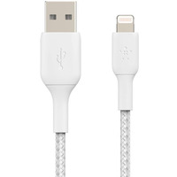 Kabel Braided USB- Lightning 15cm biay