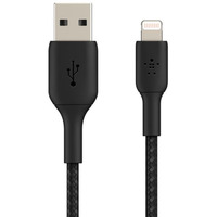 Kabel Braided USB- Lightning 1m czarny