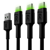 Kabel zestaw 3x GC Ray USB - USB-C 120 cm, LED