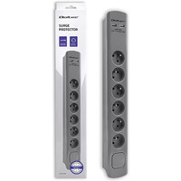 Listwa antyprzepiciowa | 6 gniazd | 2xUSB | 1.8m | Szara