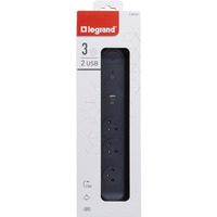 Przeduacz 3x2PZ + USB A/C 1, 5m czarny