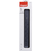 Przeduacz 5x2PZ +USB A/C 1, 5m czarny