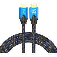 Kabel HDMI (M) v2.1, 3m, 8K, mied, niebiesko-czarny, zote kocwki, ethernet/3D, CL-143